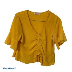 Mustard sheer blouse